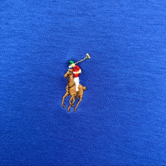 Vintage Ralph Lauren Pima Polo Shirt Blue Large - Picture 3 of 5